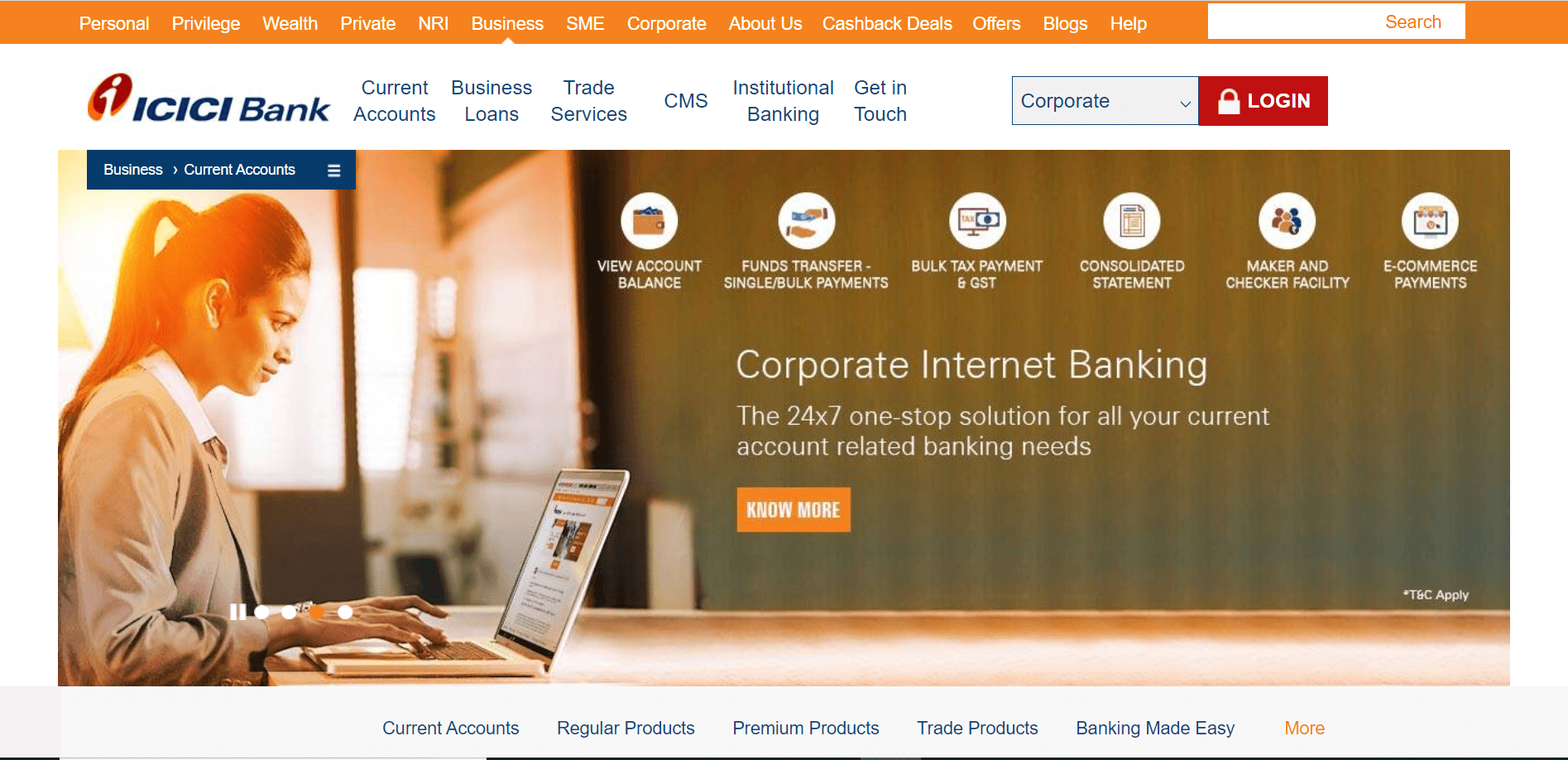 Current bank. ICICI Bank app. Current Bank Theme.