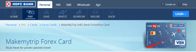 MakeMyTrip HDFC Bank ForexPlus Card | Best Forex Cards in India