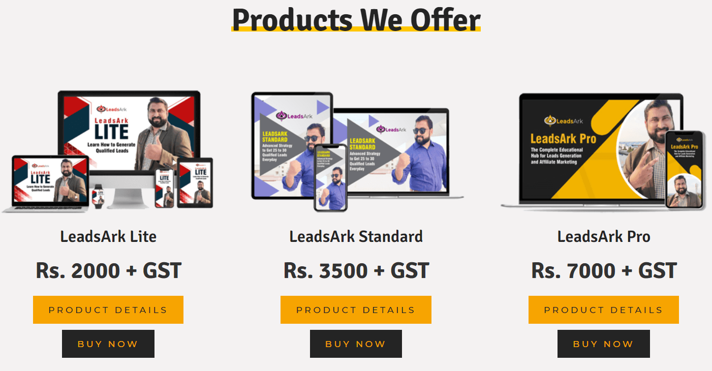 Types of Products in LeadsArk Program