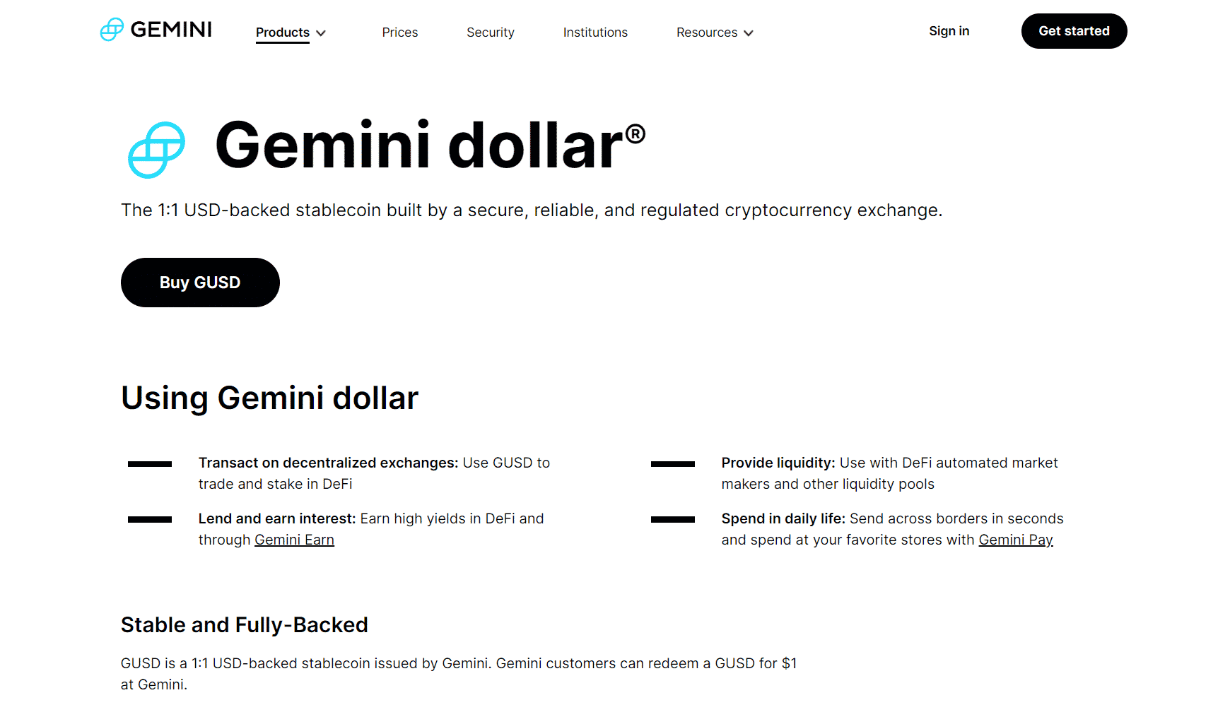 Gemini Dollar | 10 Best Stablecoins