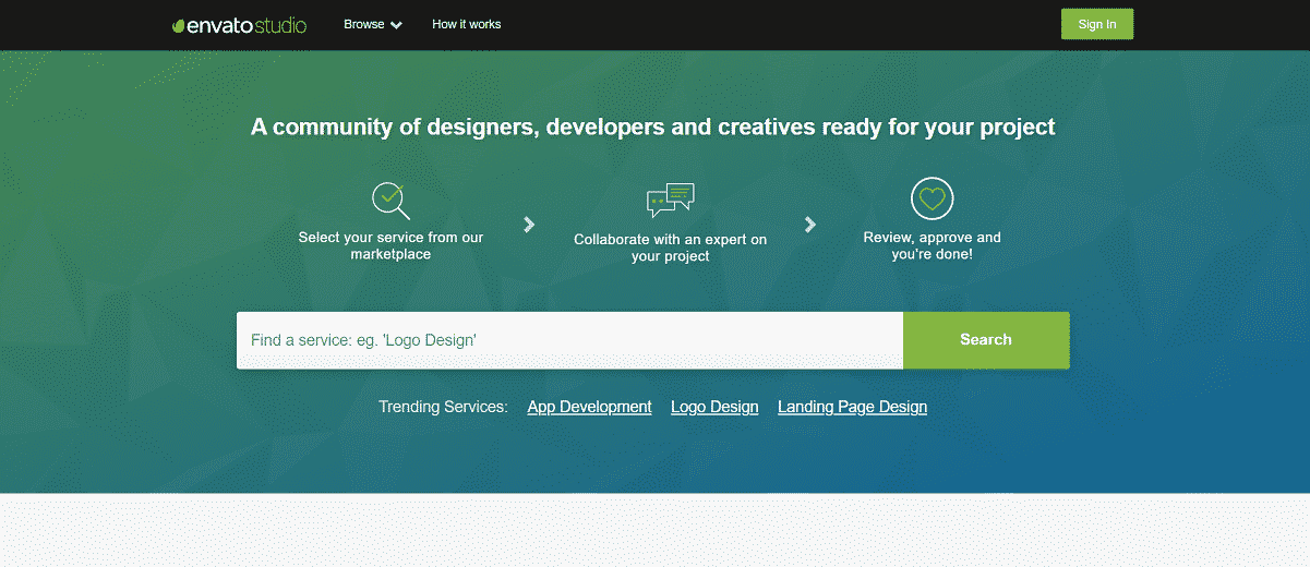 Envato Studio homepage