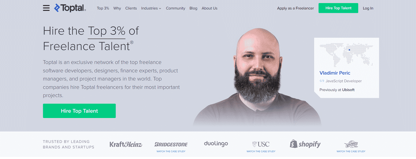 Toptal homepage | Best Fiverr Alternatives