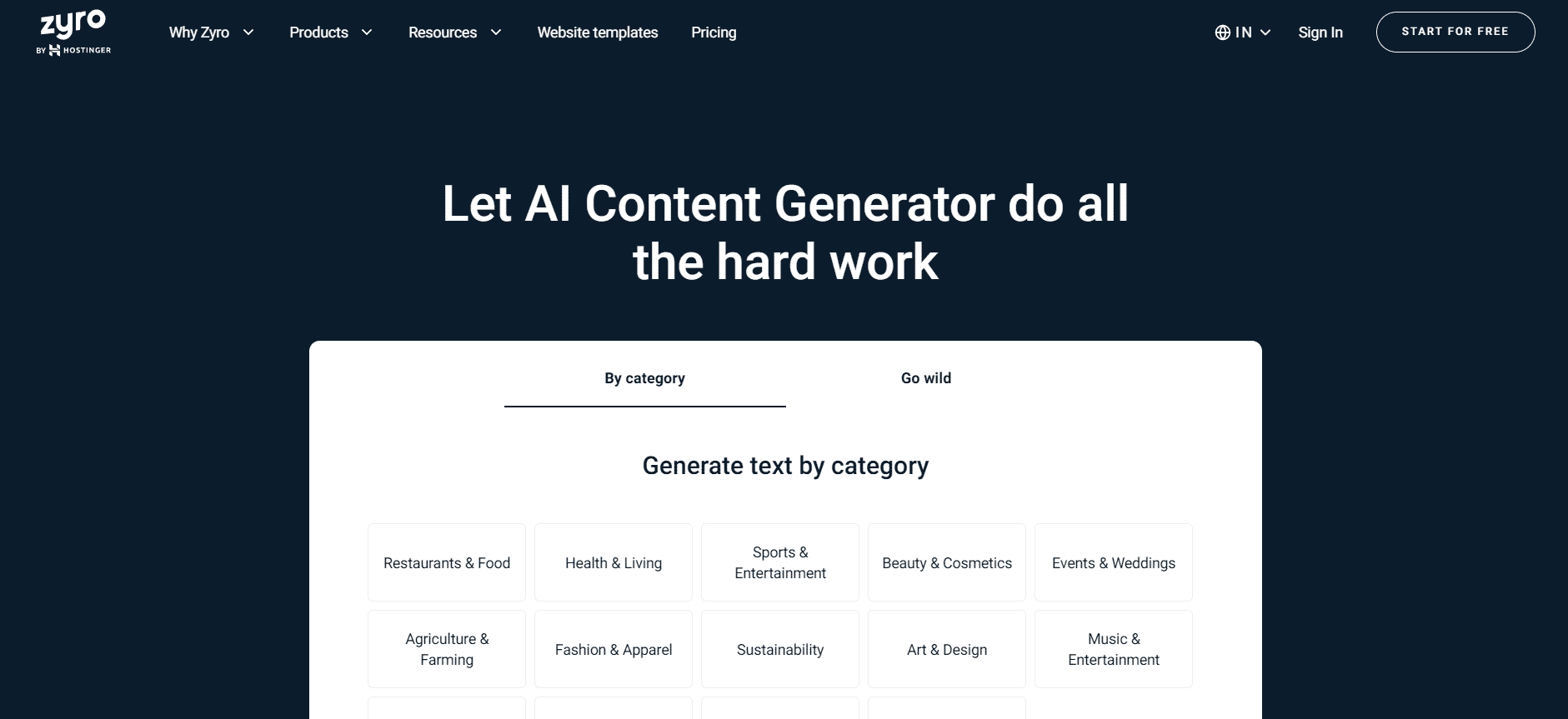 Zyro Content Generator