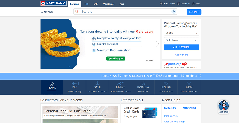 Visit the official portal of HDFC