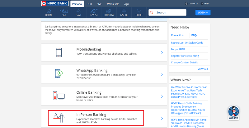 hdfc check deposit machine near me