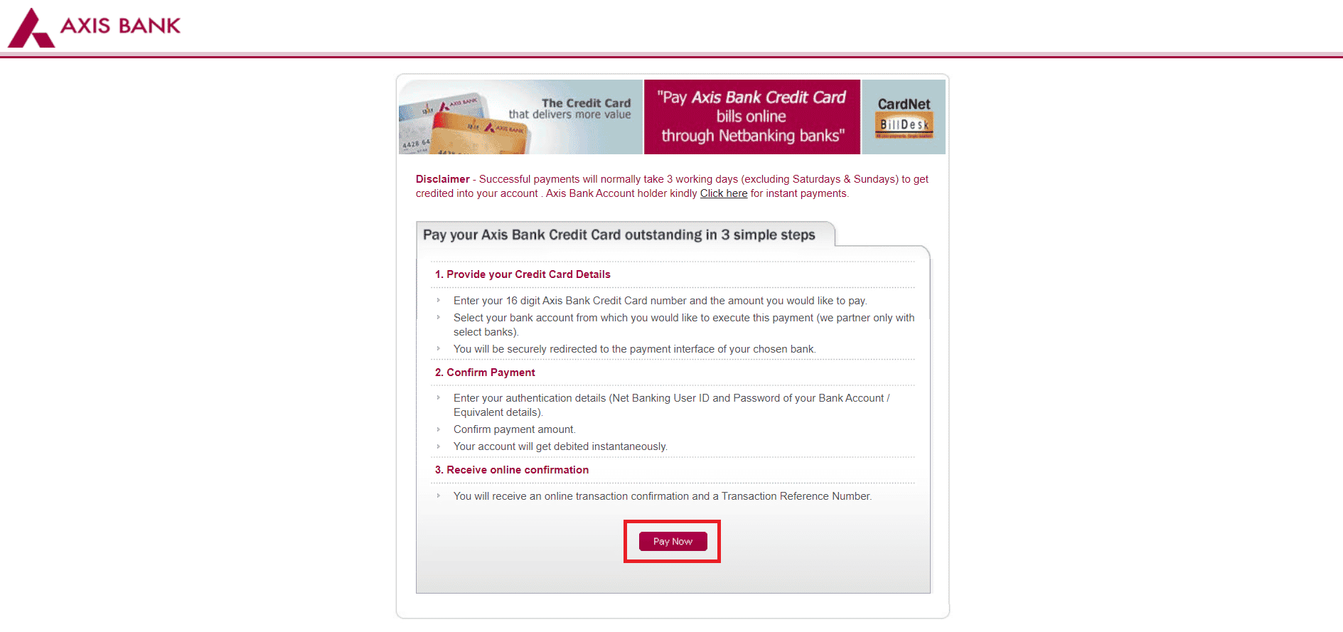 Axis Bank Credit Card Online Payment Guide - 59