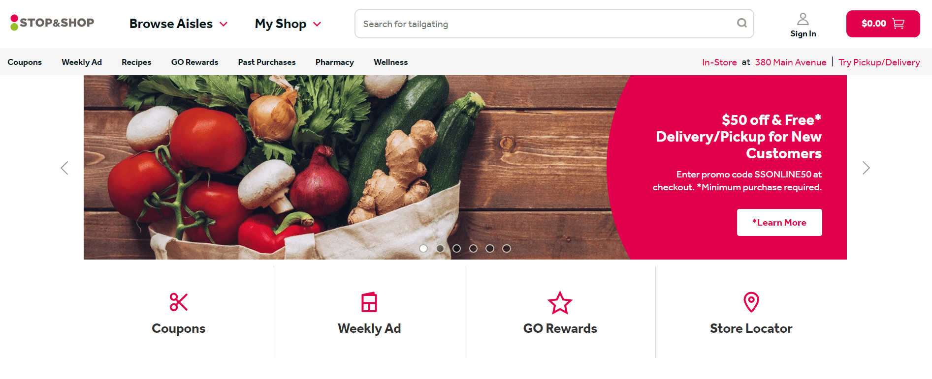 Stop & Shop website