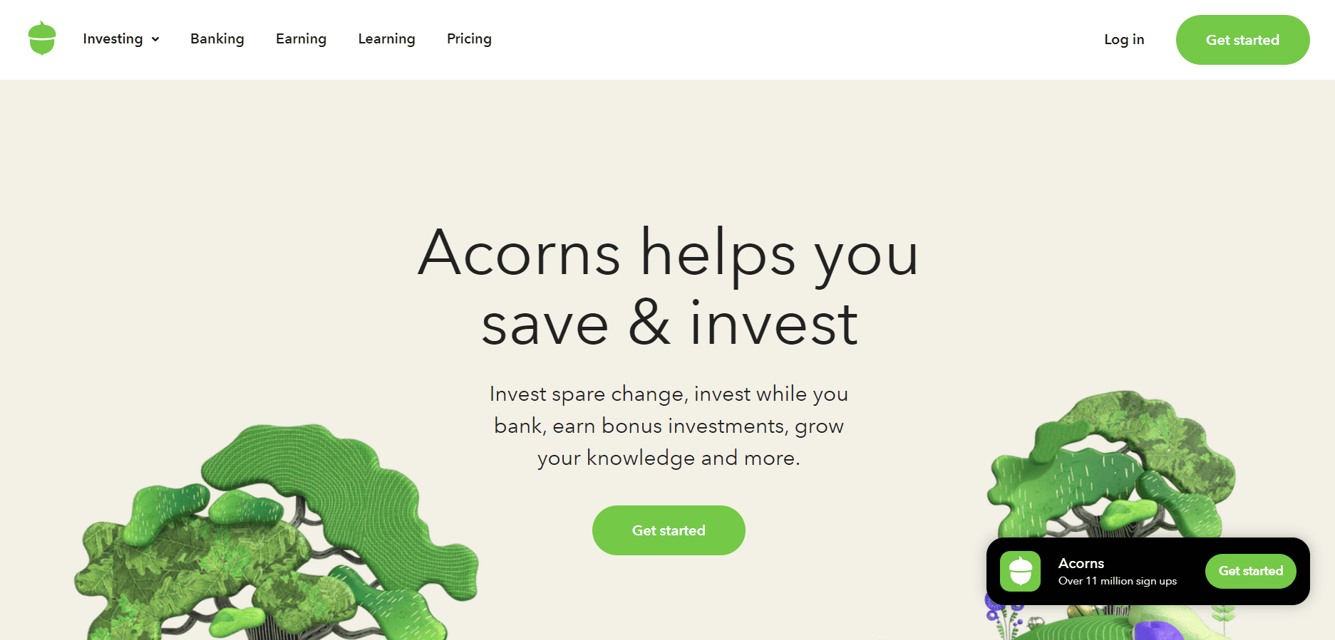 Acorns website | sign-up bonuses