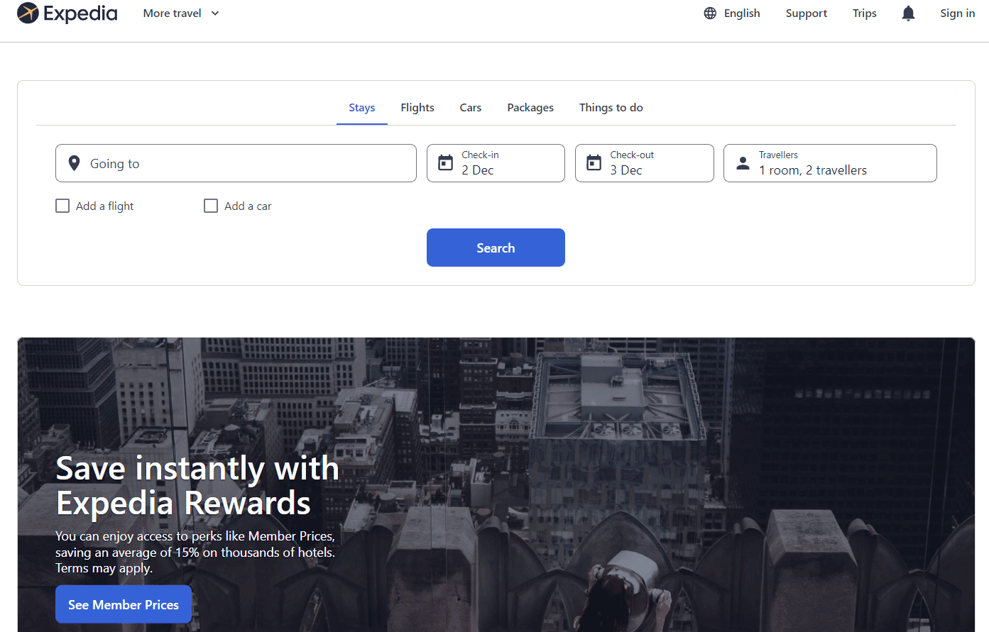 Expedia website