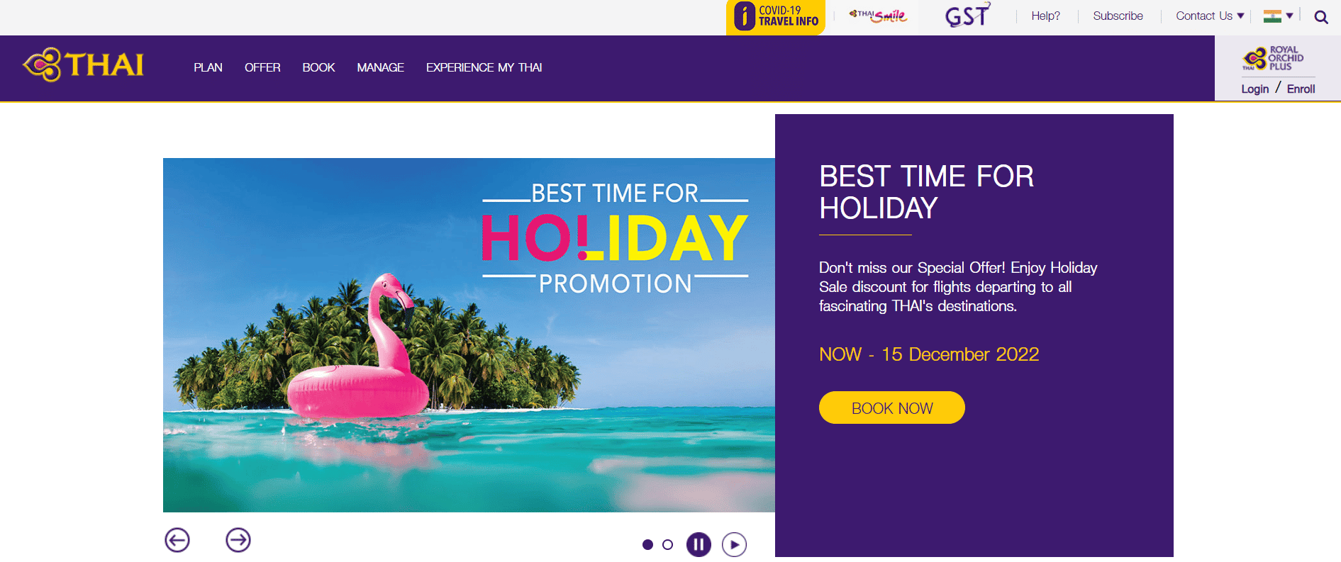 Thai Airlines website | Best International Airlines in India