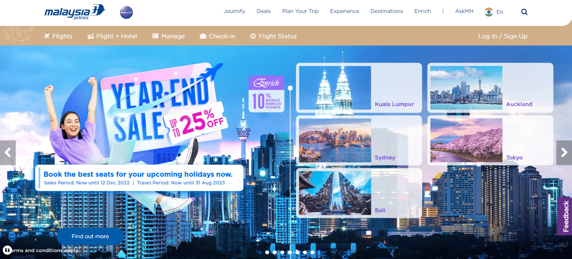 Malaysia Airlines website