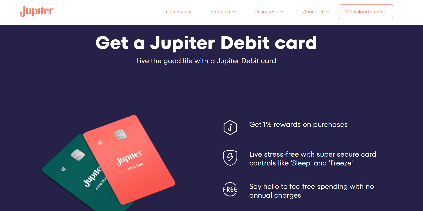 Jupiter Debit Card Charges and Benefits - 55