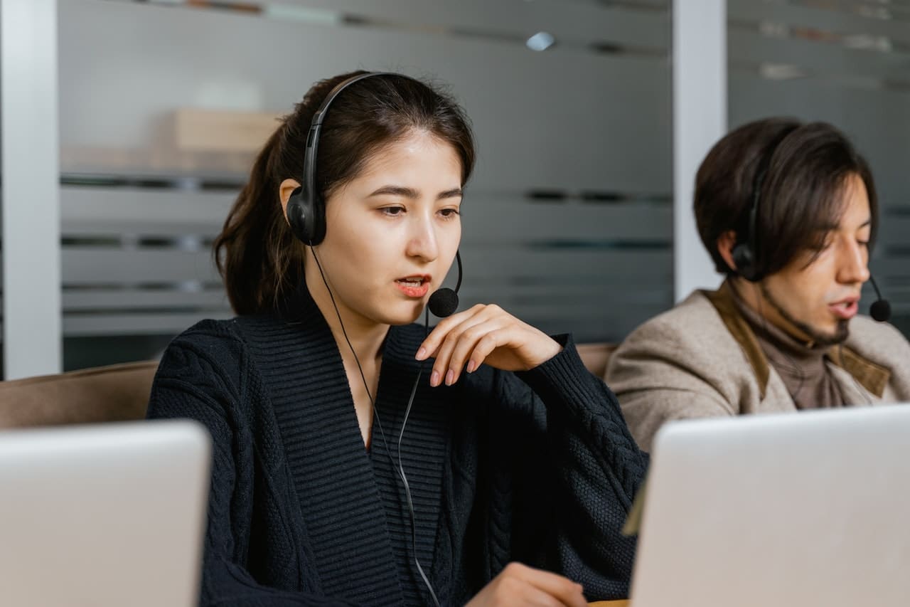 Woman with headset