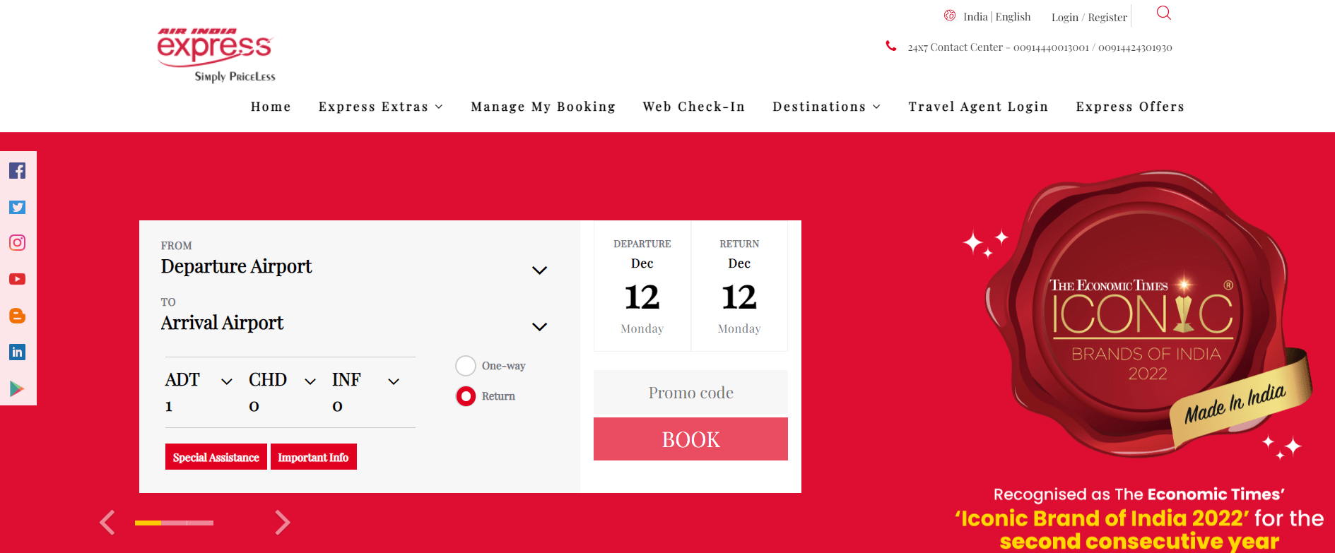 Air India Express website