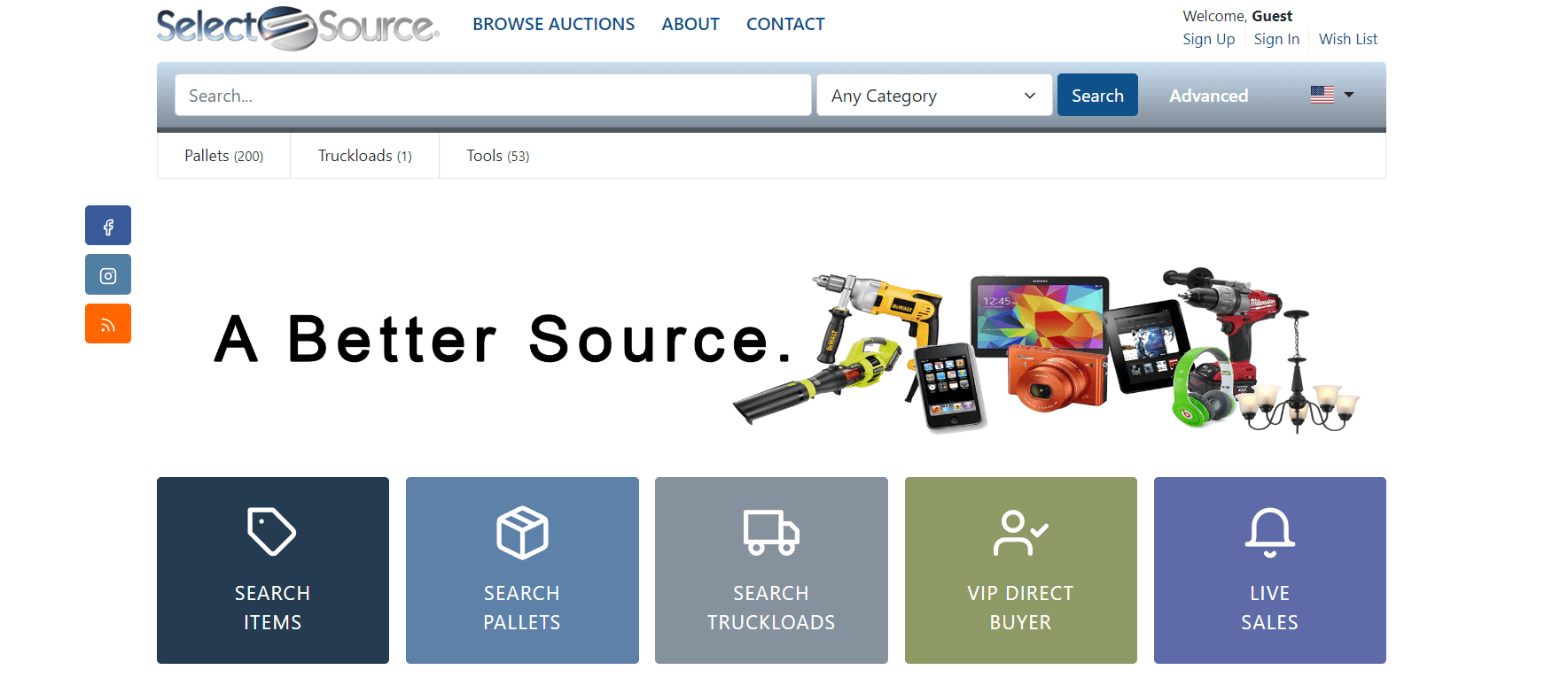 The Select Source website | Best Websites to Find Closeout Stores Online