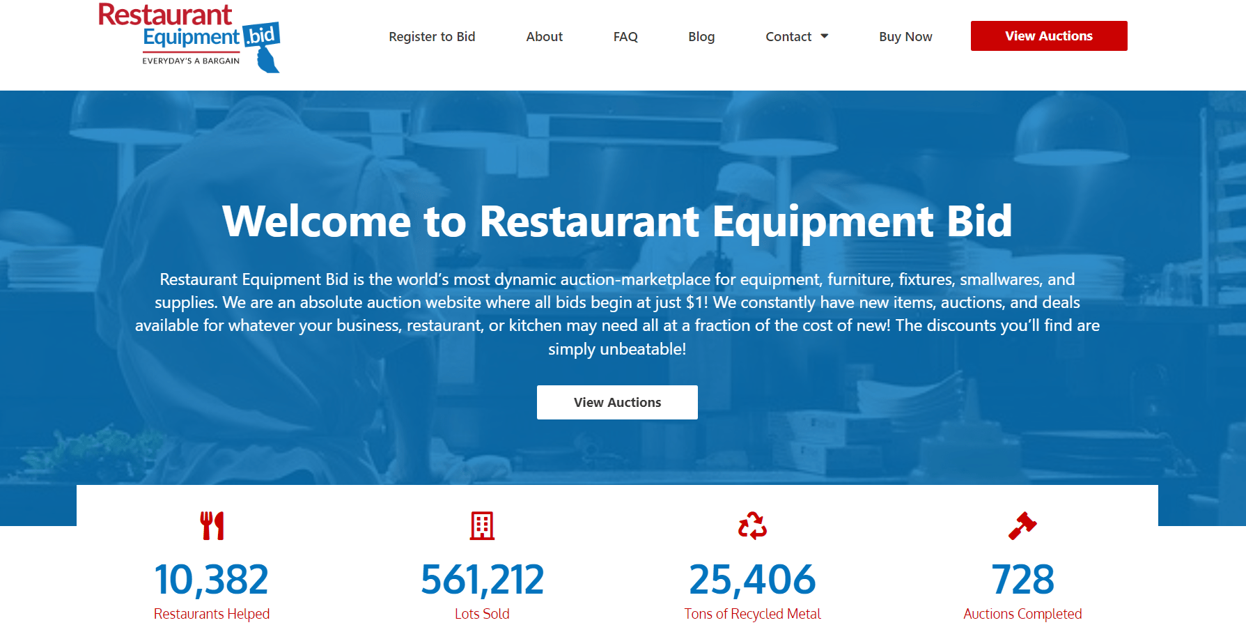 Restaurant Equipment Bid website