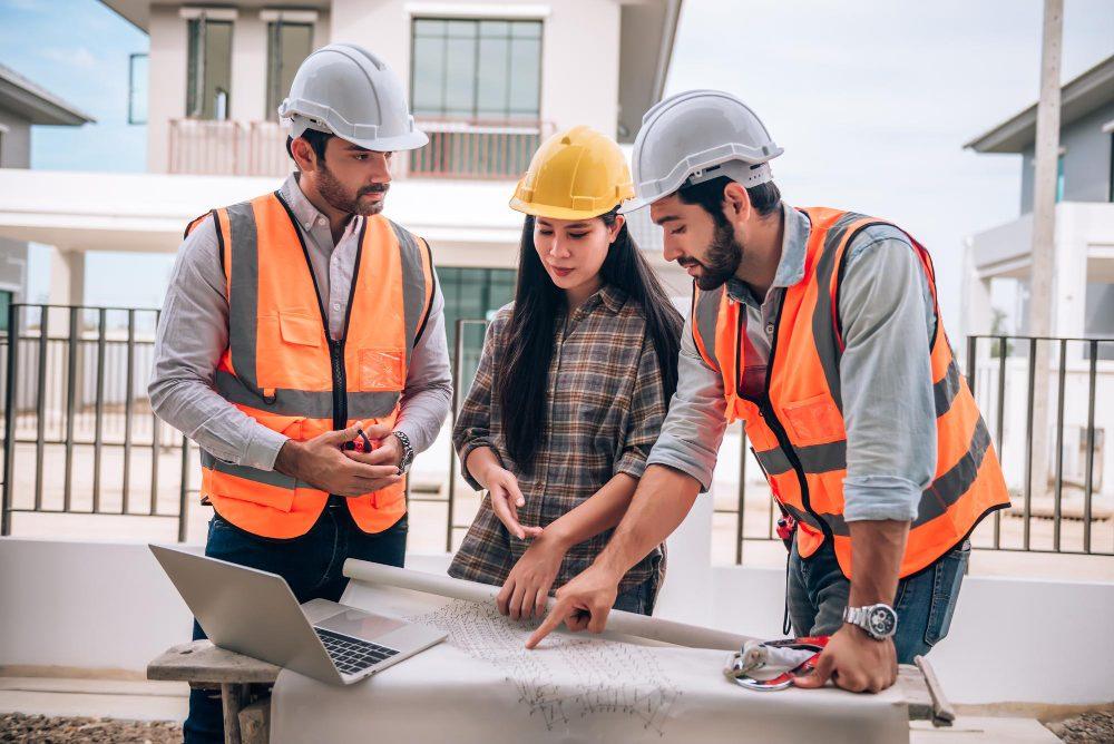 Construction manager discussing