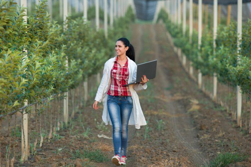 Woman walking in the field