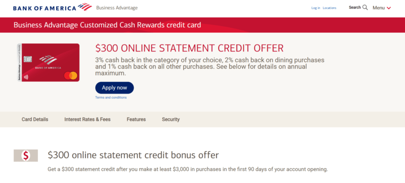 Bank of America Business Advantage Customized Cash Rewards Credit Card