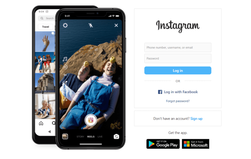 Instagram homepage