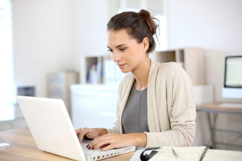 woman using laptop