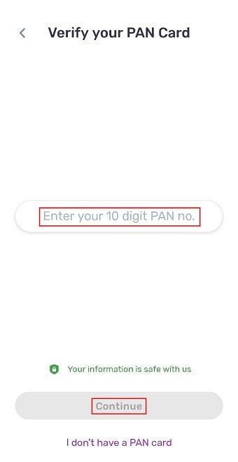 input your PAN Card Number