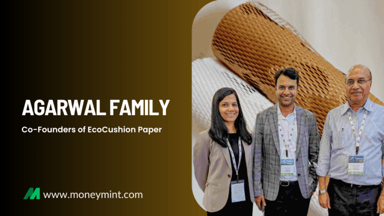 Ecocushion paper by the Agarwal family (Mahesh, Varsha, Naman)