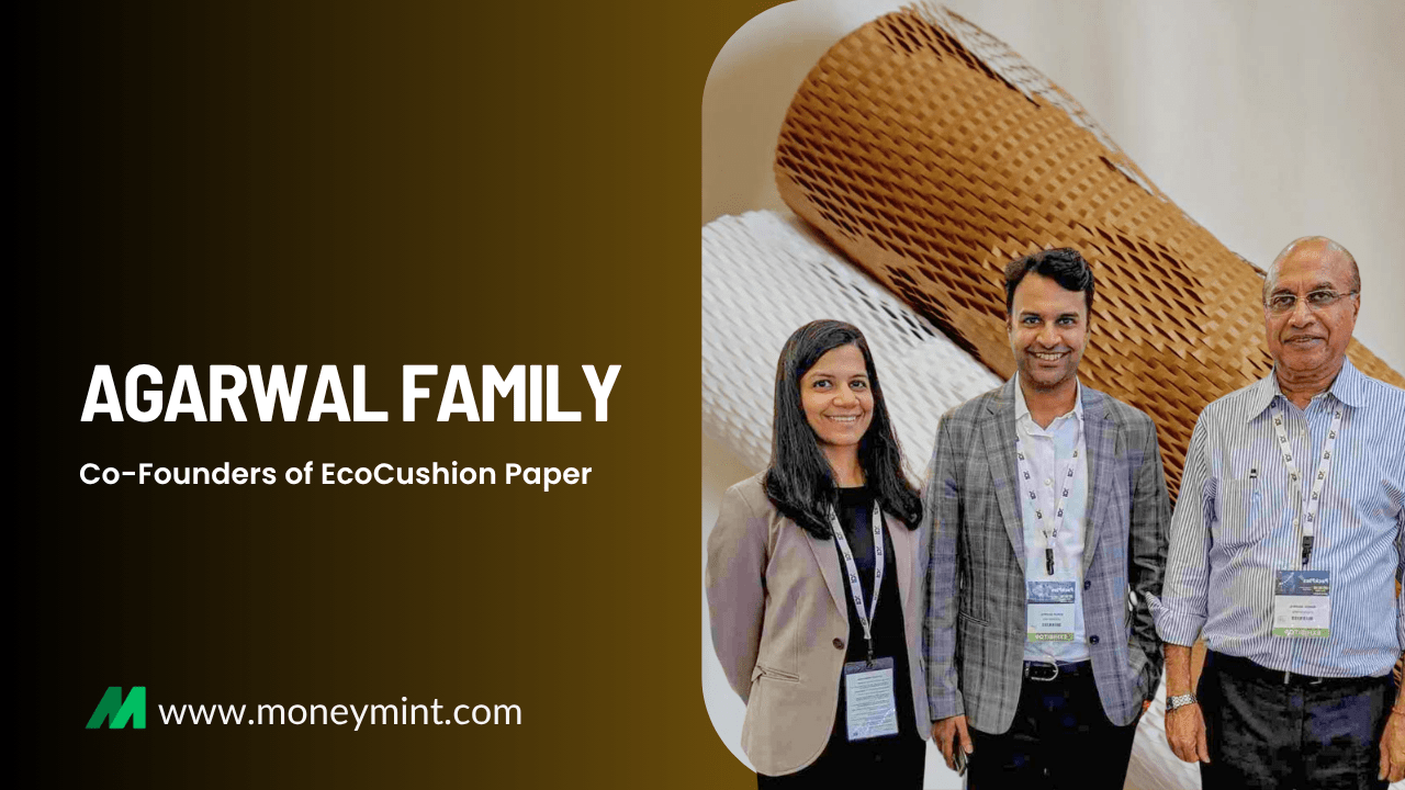 Ecocushion paper by the Agarwal family (Mahesh, Varsha, Naman)